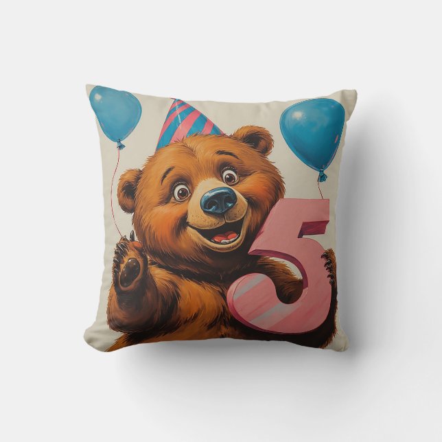 Coussin Célébration d'anniversaire d'un ours en peluche mi (Recto)