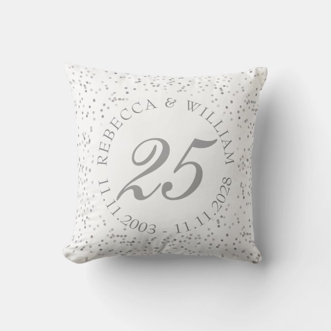 Coussin Célébration de 25 ans de mariage Confetti Star Dus (Recto)