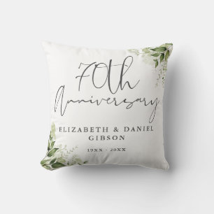 Coussin Célébration de 70 ans de mariage avec verdure flor