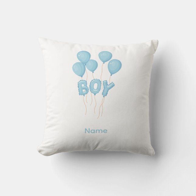 Coussin Célébration de ballon bébé garçon bleu  (Recto)