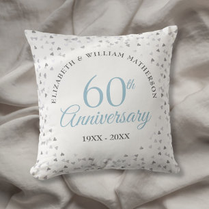 Coussin Célébration de diamant de 60 ans de mariage coeurs