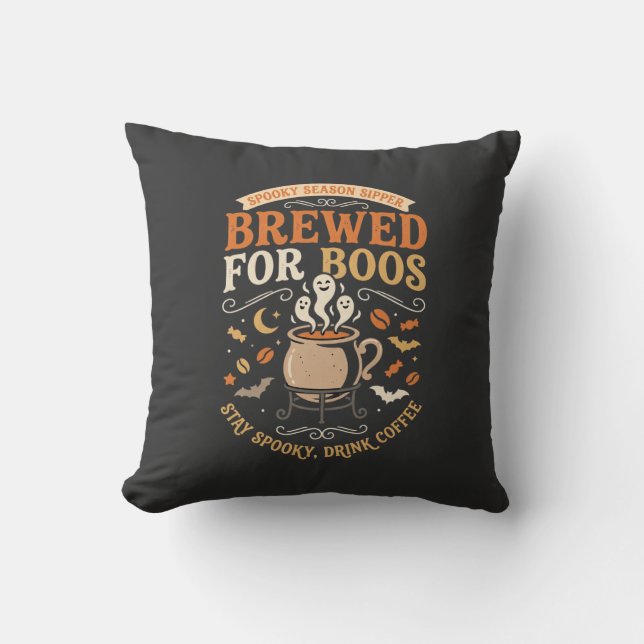 Coussin Célébration de fantômes de café d'Halloween (Recto)