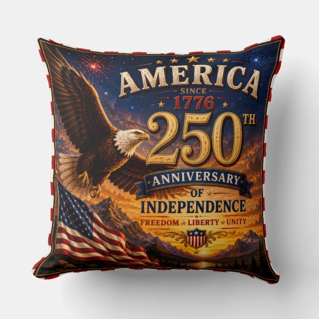 Coussin Célébration de l'indépendance du 4 juillet 250 ans (Recto)