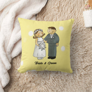Coussin Célébration de mariage de mariée et marié mignons