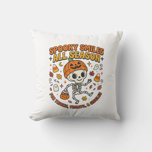 Coussin Célébration de squelette cosy Halloween (Recto)