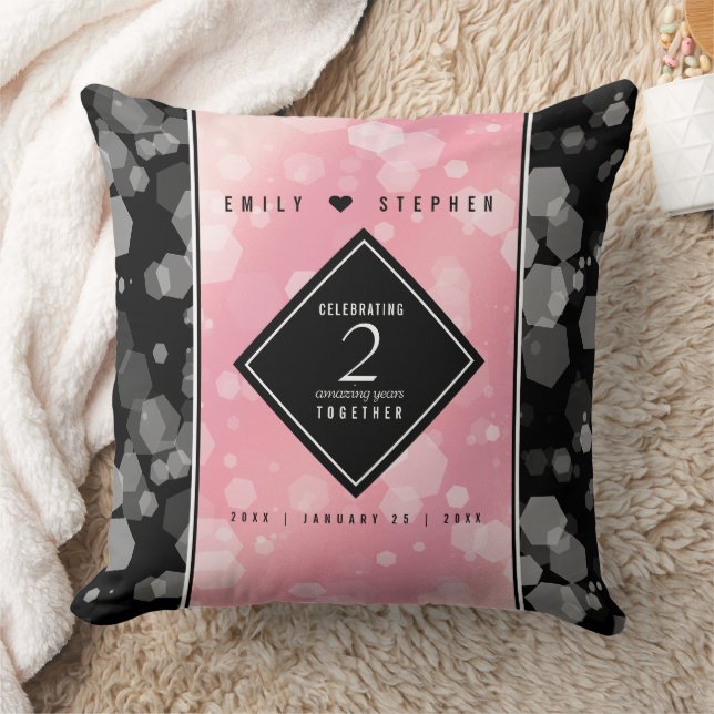 Coussin Célébration du 2e anniversaire de mariage Rose Qua (Couverture)