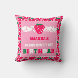Coussin Célébration du premier anniversaire à la fraise