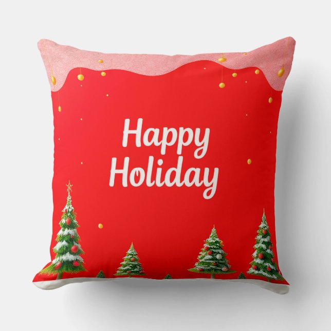 Coussin Célébration festive des Fêtes avec des sapins de N (Recto)