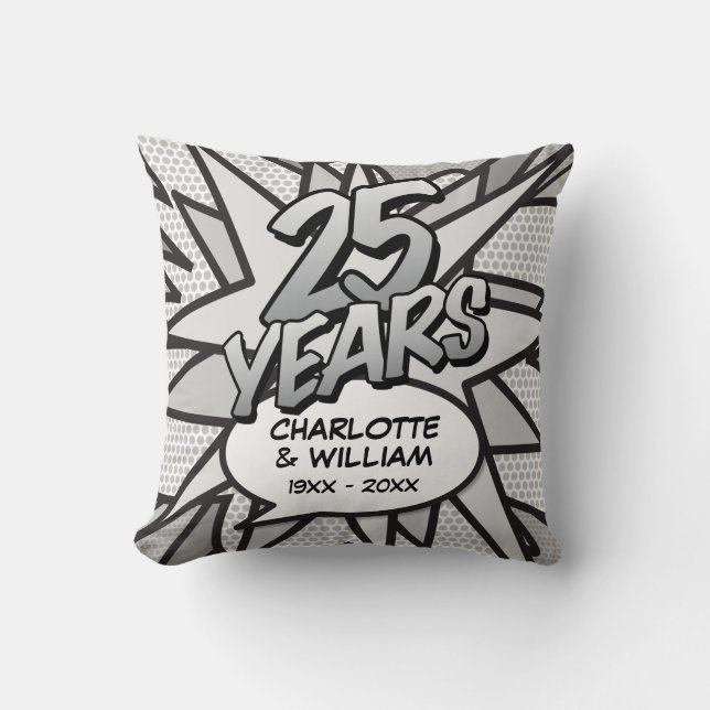 Coussin Célébration fun de 25 ans de mariage avec un livre (Recto)