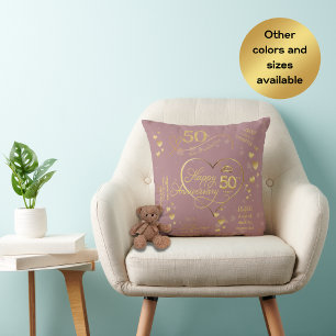 Coussin Célébration personnalisée du 50e anniversaire de m