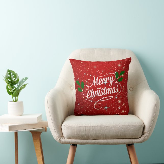 Coussin Célébration rouge, Joyeux Noël (Chaise)