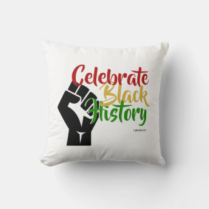 Coussin CÉLÉBRER L'HISTOIRE NOIRE BHM Motivationnel