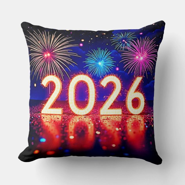 Coussin Célébrez 2026 : Conception d'étincelle d'avenir br (Recto)