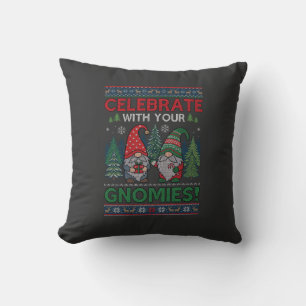 Coussin Célébrez Gnomies Noël Gnomes Arbres Renne