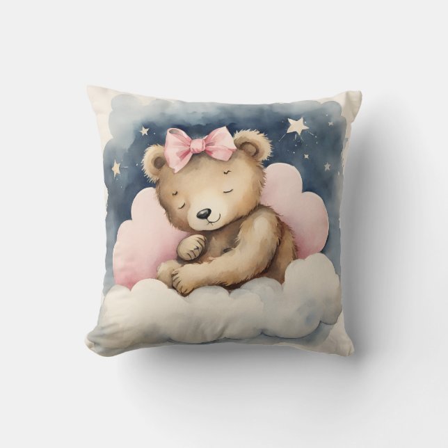 Coussin Céleste Bear Girls Nursery (Recto)