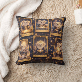 Coussin Celestial Pup Oracle – Magical Tarot Card Cushion