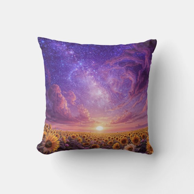 Coussin Celestial Sunflower Throw Pillow (Recto)