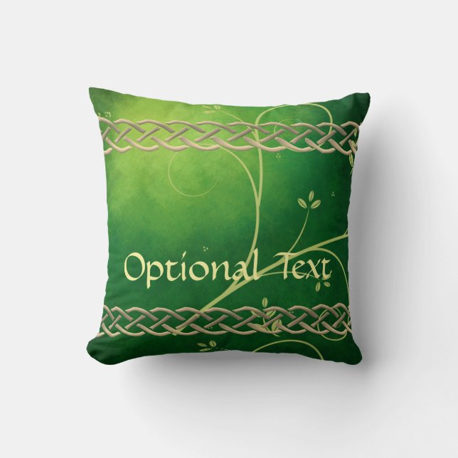 Coussin Céltic Green Knots & Feuilles (Recto)