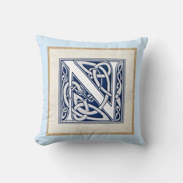 Coussin Celtic N initial réversible (Recto)