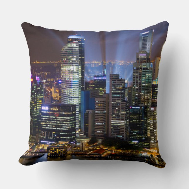 Coussin Centre-ville de Singapour la nuit (Recto)