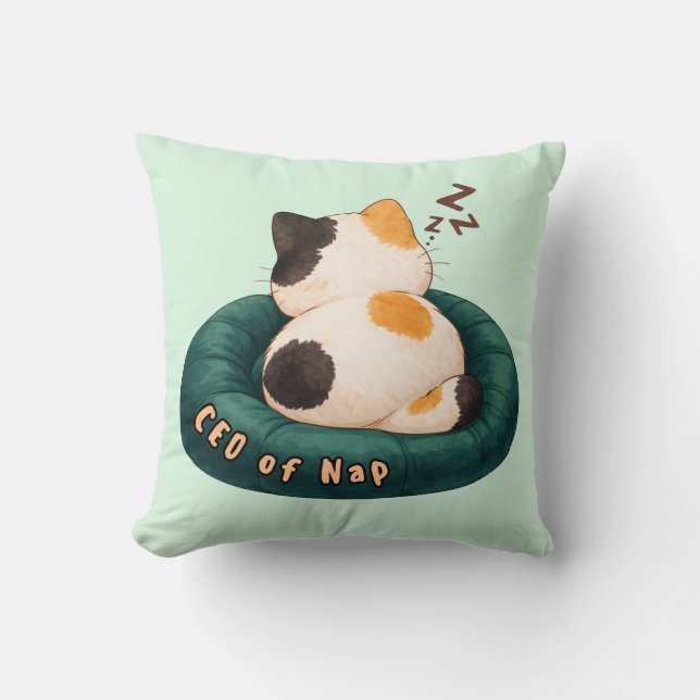Coussin "CEO of Nap" Cat Sleeping on The Couch (Recto)