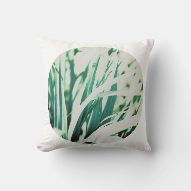 Coussin Cercle Blanc Herbe Vert Pâle Pastel (Recto)
