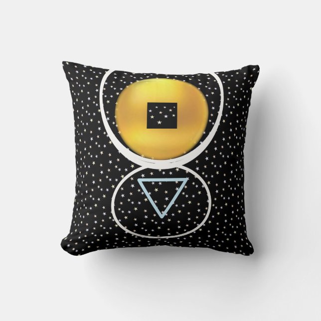 Coussin Cercle Carré Triangle & Étoiles Dorés (Recto)