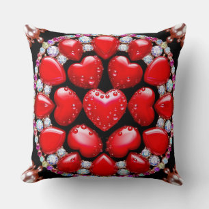 Coussin Cercle de Bijoux Cœur Rouge