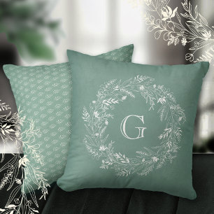 Coussin Cercle de feuillage gracieux avec la lettre G
