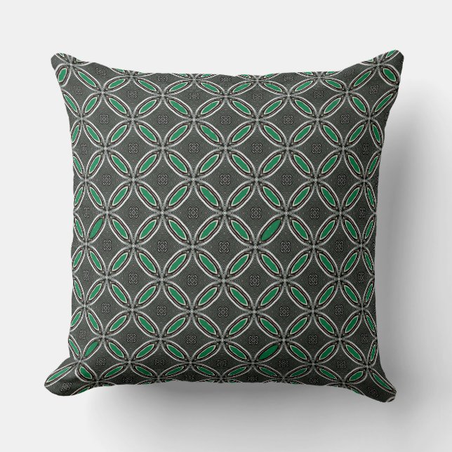 Coussin Cercle de l'intersection verte sur la couleur gris (Recto)