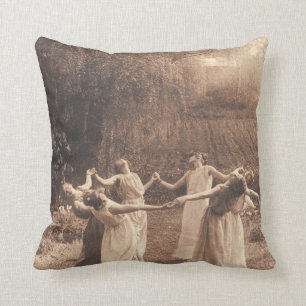 Coussin Cercle De Sorcières Femmes Vintages Danser