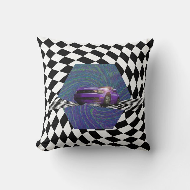Coussin Cercle du vainqueur de voiture violette (Recto)