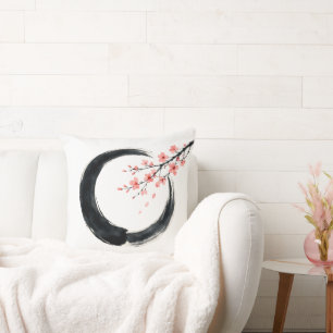 Coussin Cercle Enso Art Japonais à l'encre