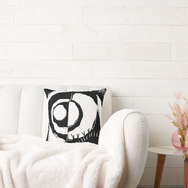 Coussin Cercle ethnique du lever du soleil - Noir blanc (Canapé)