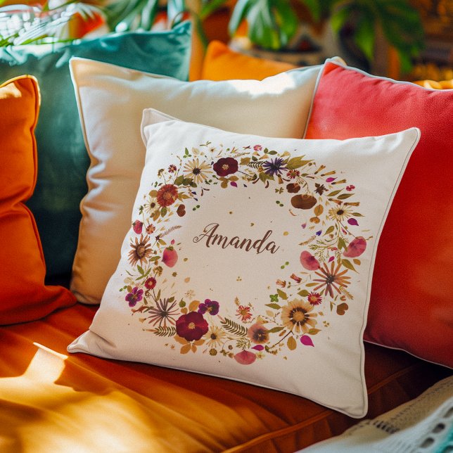 Coussin Cercle Fleurissant | Art de Fleur Pressée par S. F (Créateur téléchargé)