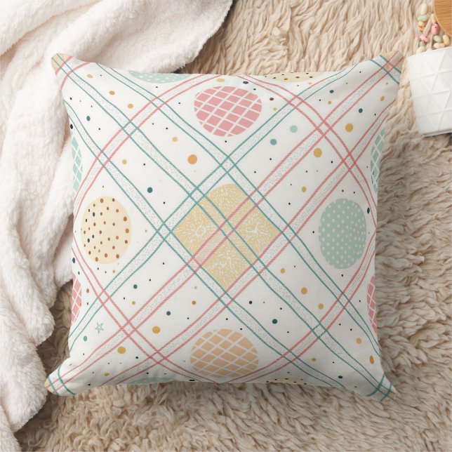 Coussin Cercle géométrique rétro | Abstrait de milieu de s (Couverture)