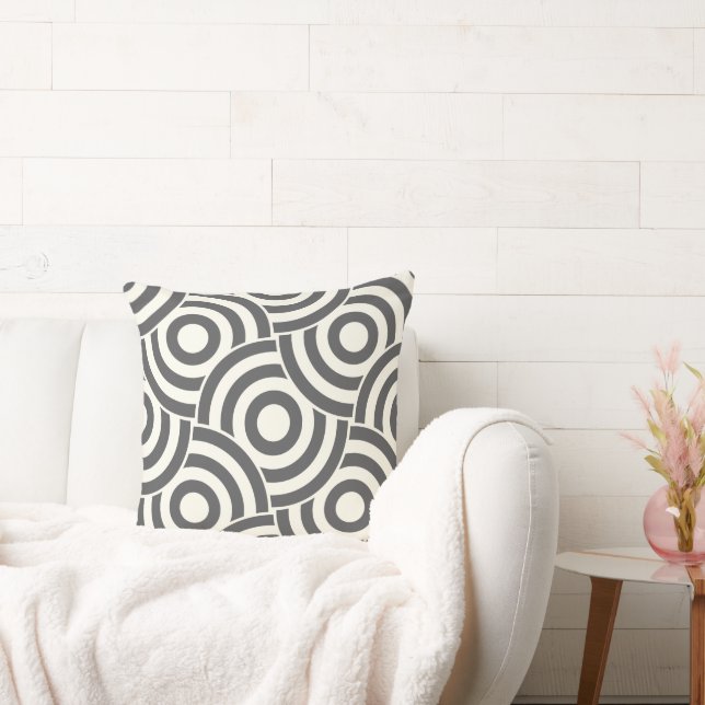 Coussin Cercle gris et ivoire Lien Design OreillerModerne (Canapé)