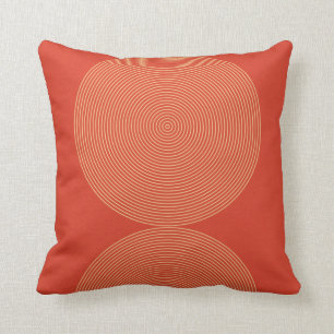 Coussin Cercle jaune rouge moderne du milieu du siècle