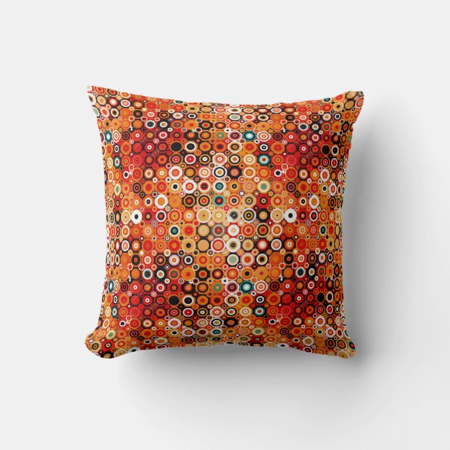 Coussin cercle motif rétro brûlé orangé pillow (Recto)