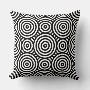 Coussin Cercle noir ethnique Motif blanc