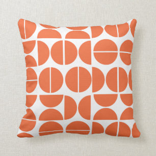 Coussin Cercle orange moderne du milieu du siècle abstrai