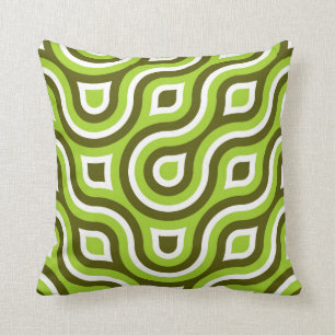 Coussin Cercle sauvage funky Motif rétro Chaux vert blanc