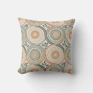 Coussin Cercle Spirituel Bohème Mandala & Art de Feuille B