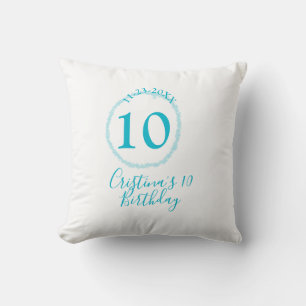 Coussin Cercle turquoise. Parties scintillant ronde 10e an