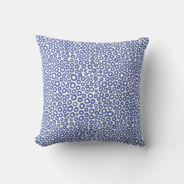 Coussin Cercles à l'aquarelle - Bleu Lavé (Recto)