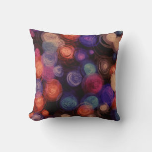 Coussin Cercles Abstraits Rose Orange Violet Noir