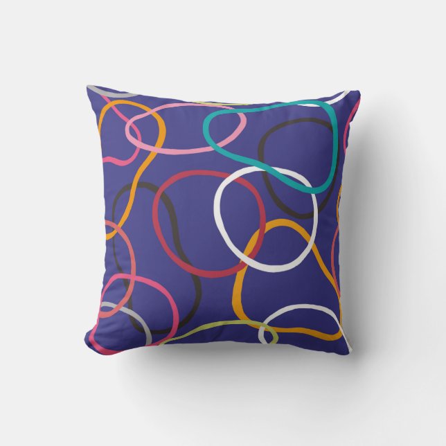 Coussin Cercles, bandes abstraites sans couture motif vint (Recto)