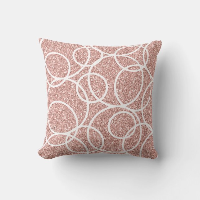 Coussin Cercles blancs géométriques Parties scintillant ro (Recto)