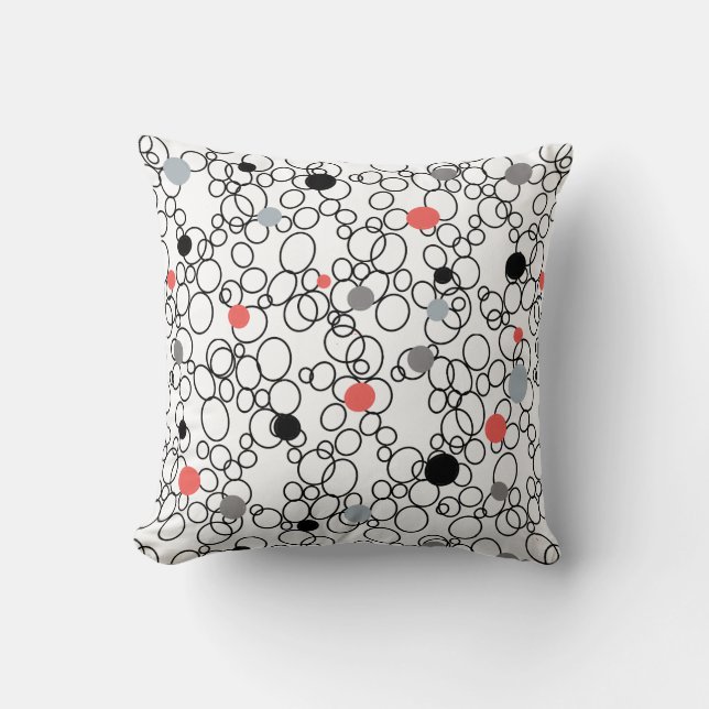 Coussin Cercles blancs noirs coralliens, points (Recto)