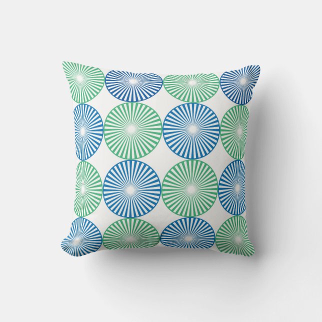 Coussin Cercles bleu et vert motif (Recto)